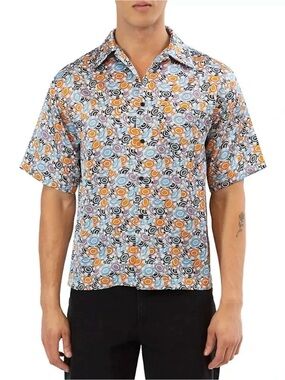 RTA Shirt Men’s Large Button Up Short Sleeve Silk Poker Chip Casino Vegas $595